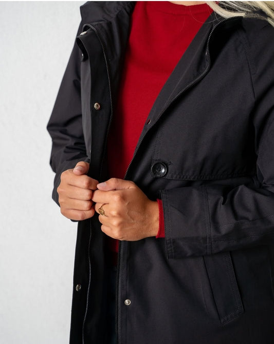 BLACK ZIP UP TRENCH COAT