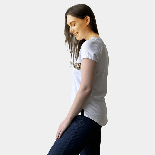 LEOPARD CROSS TEE