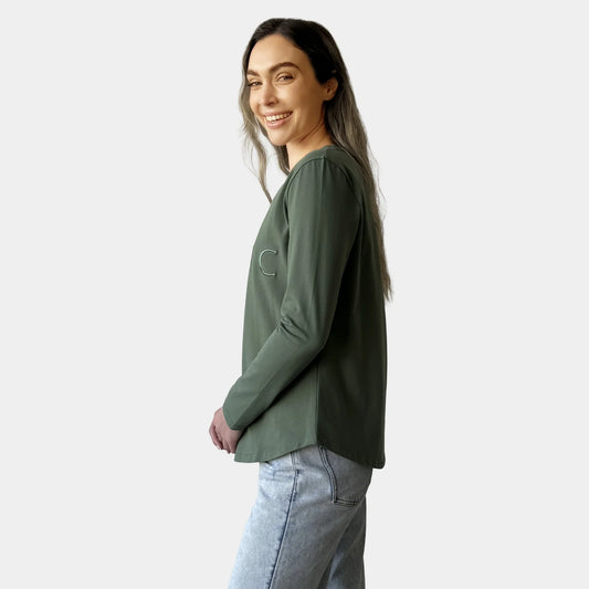 AMYIC KHAKI LONG SLEEVE TEE