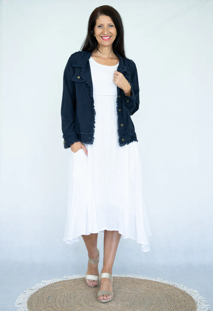 LINEN FRINGE JACKET