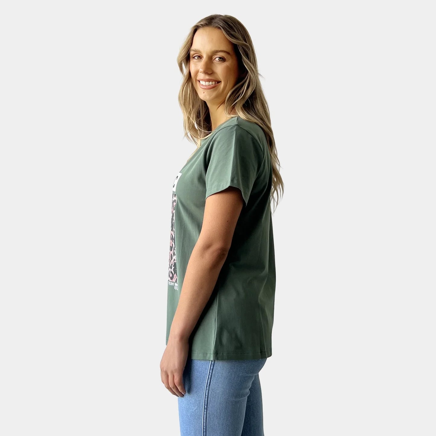 ANIMAL PRINT HEART TEE KHAKI