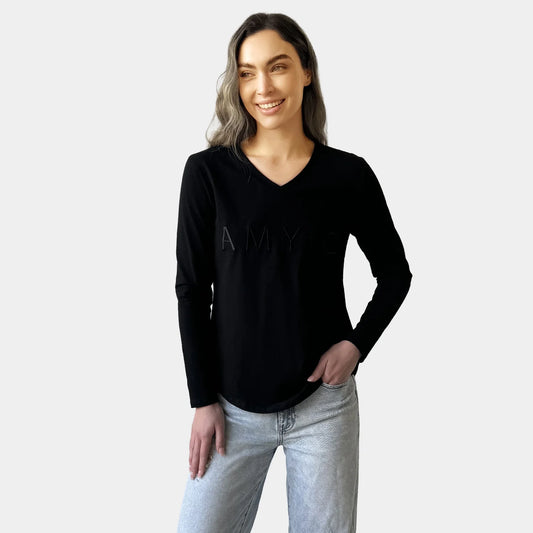 AMYIC BLACK LONG SLEEVE TEE