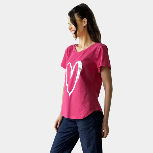 HEART FOIL HOT PINK TEE