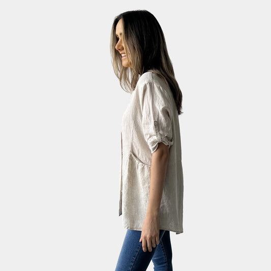 LOOSE LINEN SHIRT IN NATURAL
