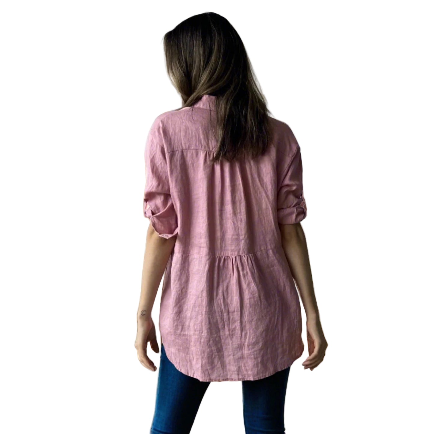 LOOSE LINEN SHIRT PINK