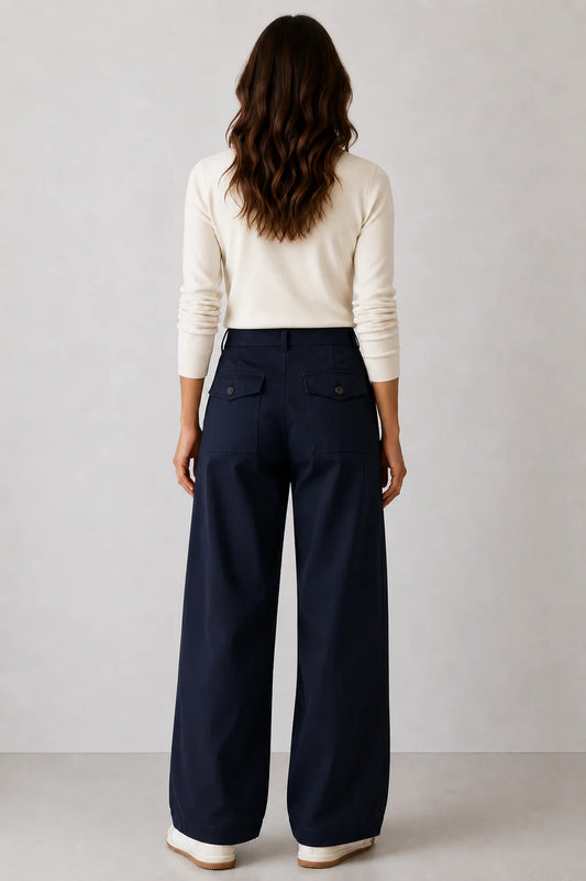 AMYIC BARREL LEG PANT IN NAVY