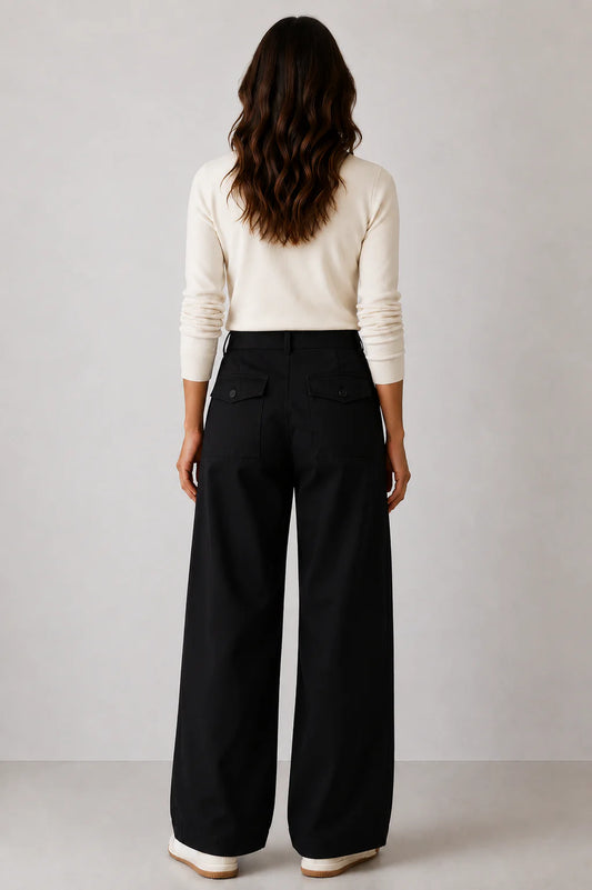 AMYIC BARREL LEG PANT BLACK