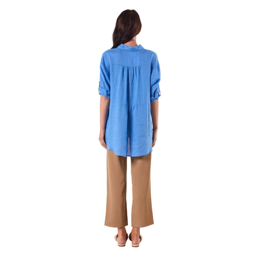 LOOSE LINEN SHIRT IN BLUE