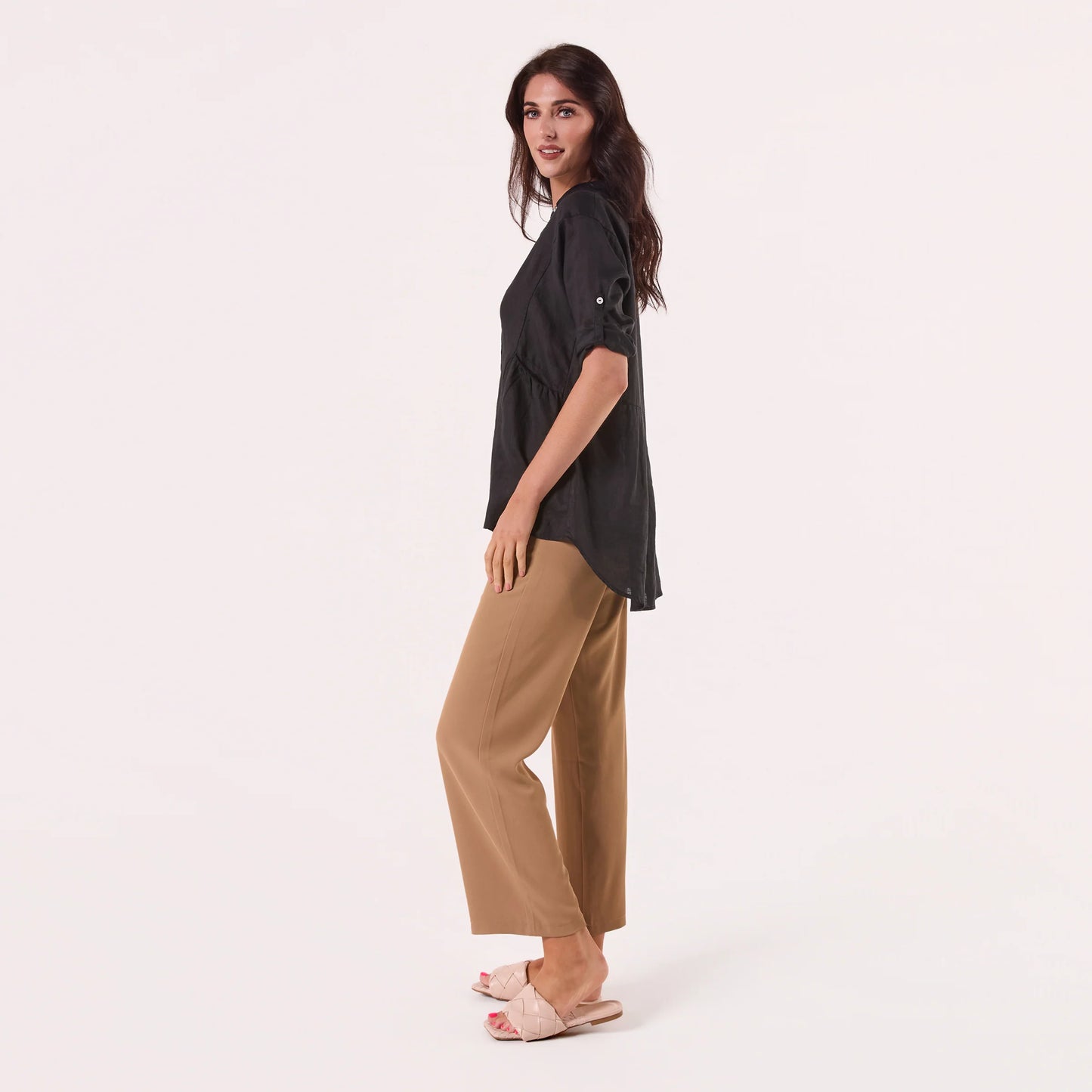BLACK LOOSE LINEN SHIRT