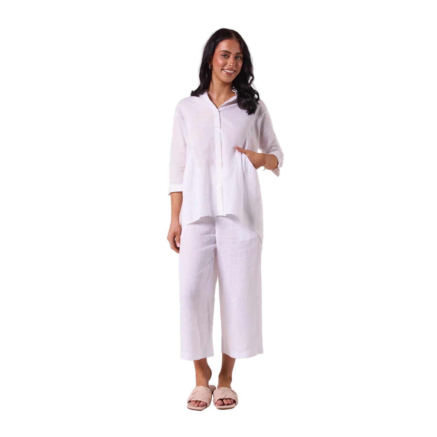 VIMMI WHITE LINEN SHIRT