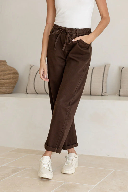 DRAWSTING JOGGER BARREL LEG JEAN