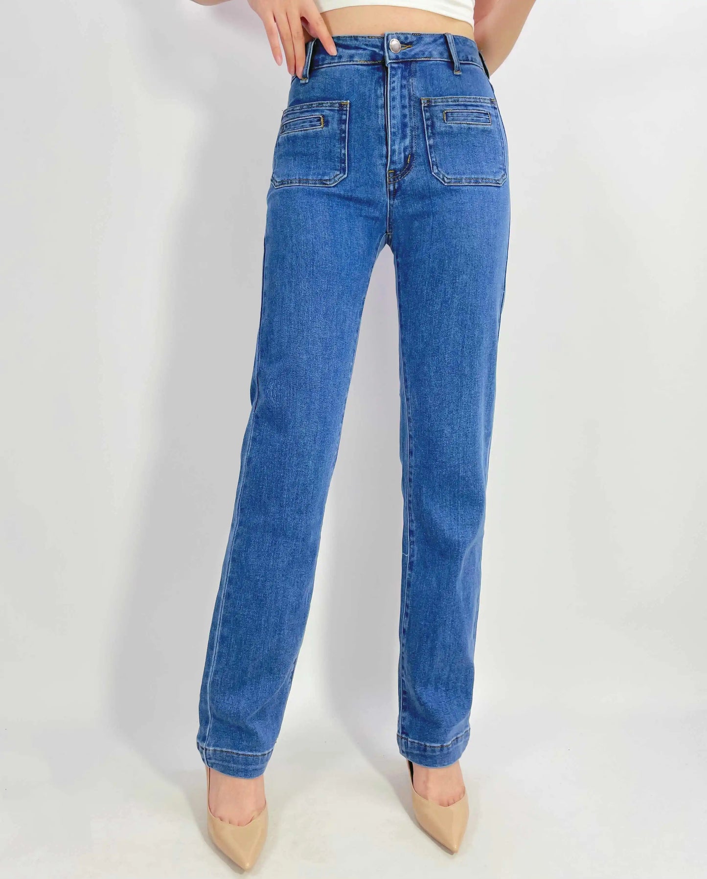 ANDY STRAIGHT LEG JEAN IN MID BLUE