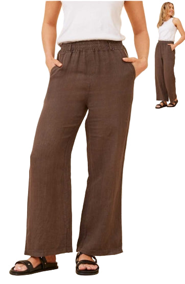 MACIE LINEN PANT IN BITTER CHOCOLATE