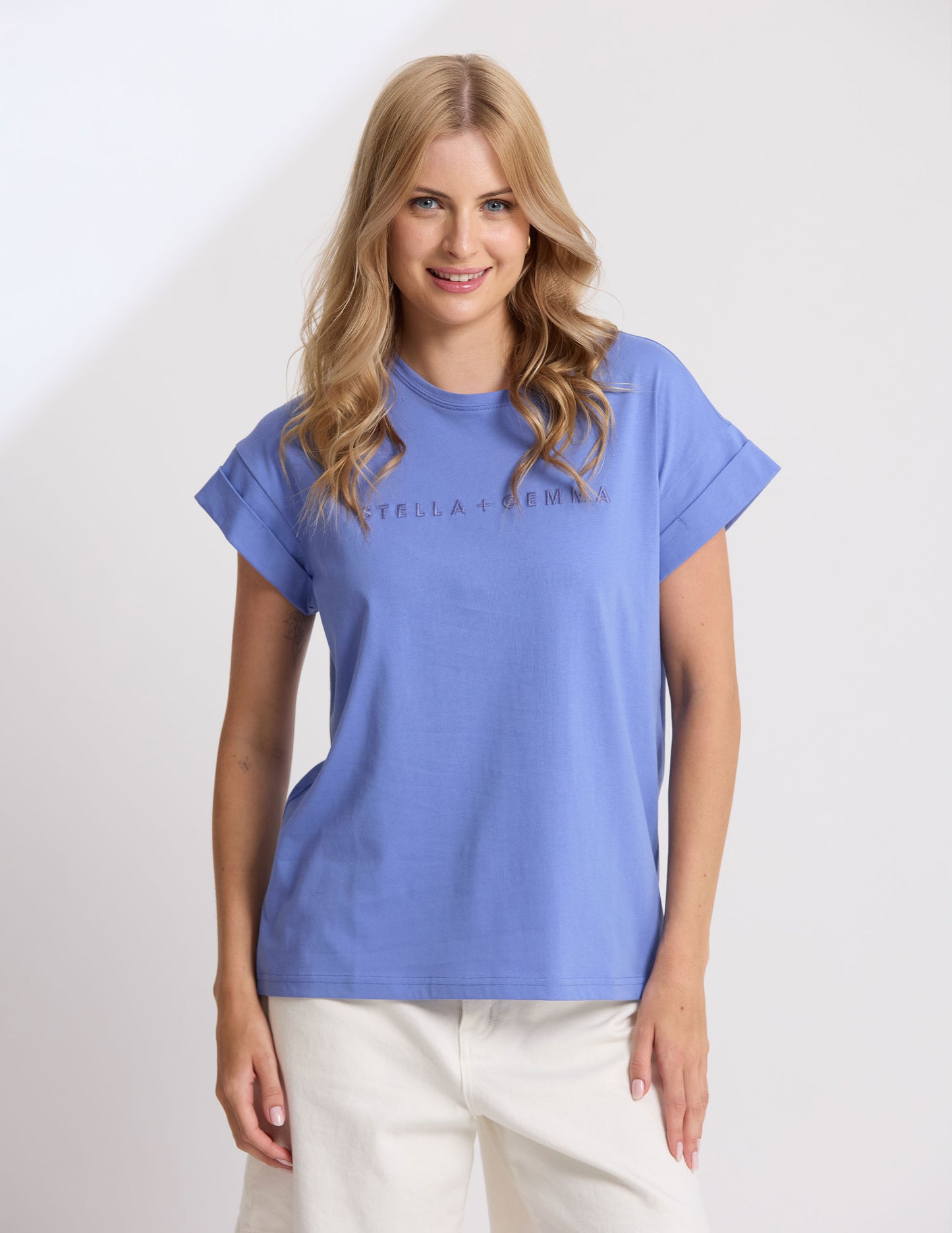 CUFF TEE IN CORNFLOWER