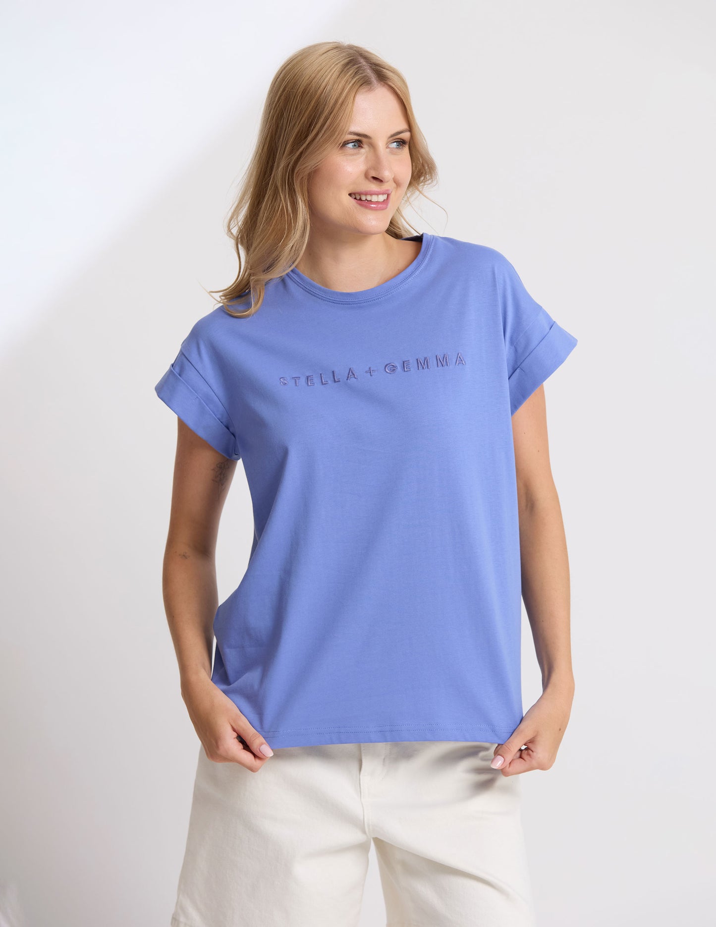 CUFF TEE IN CORNFLOWER