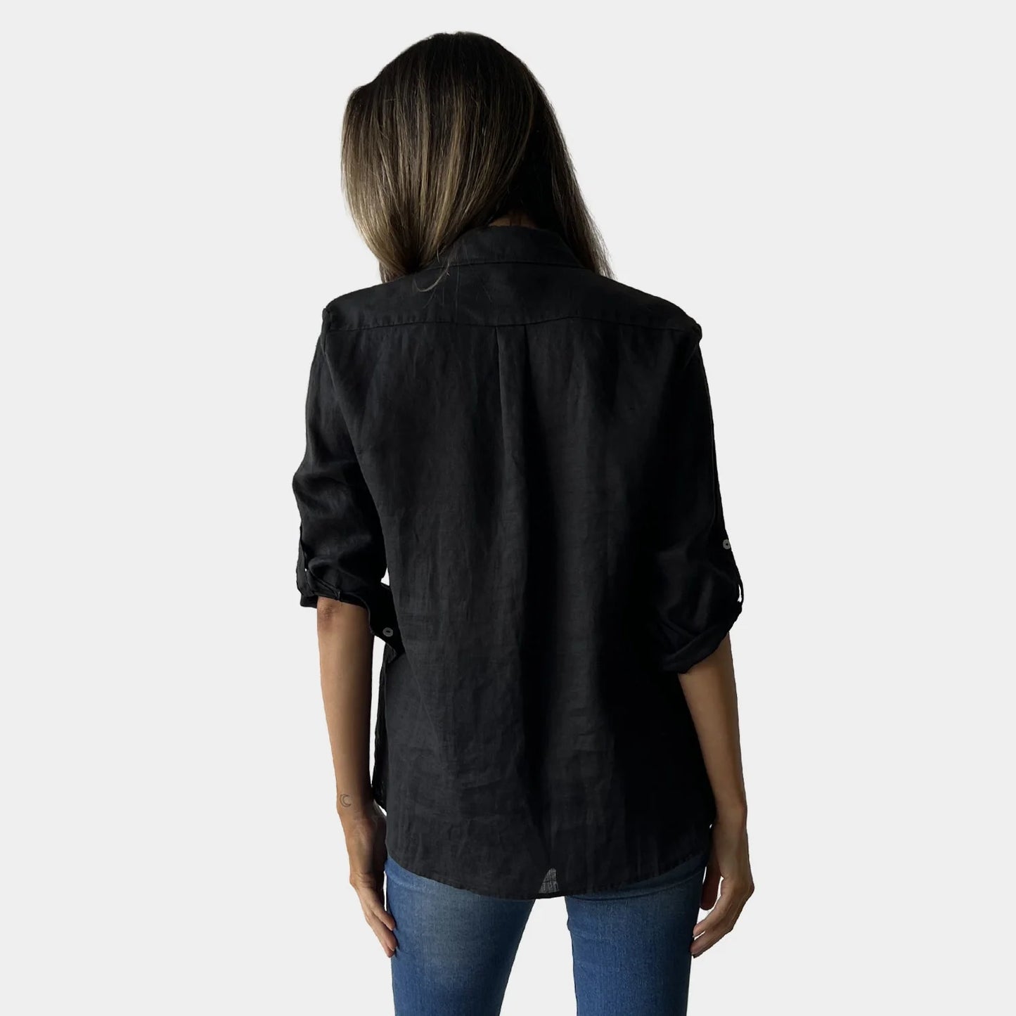 OLIVIA LINEN SHIRT BLACK