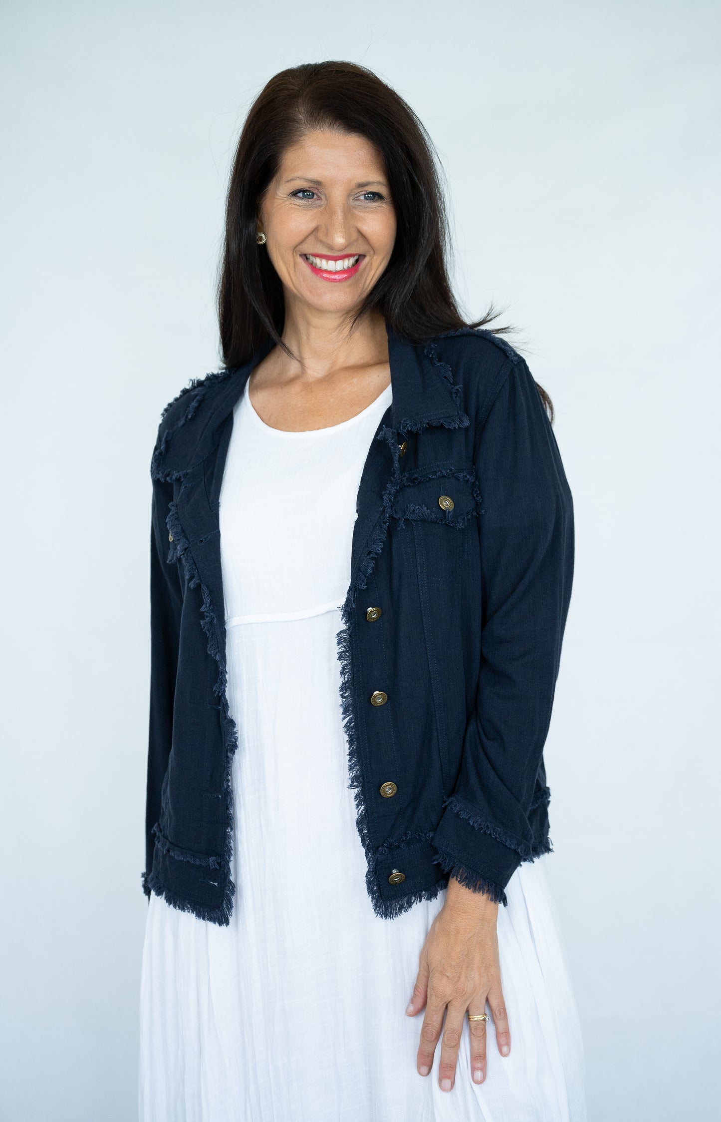LINEN FRINGE JACKET