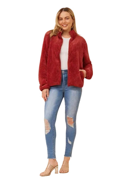 ZIP UP JACKET IN CHERRYWOOD