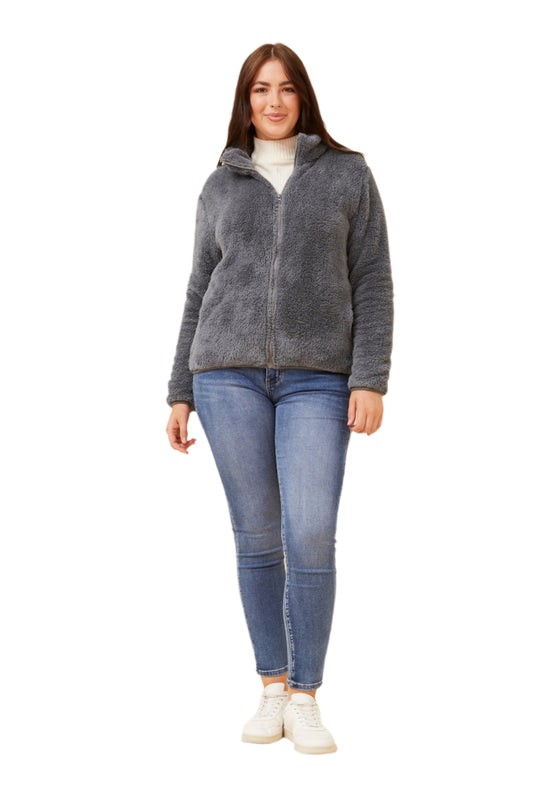 ZIP UP JACKET IN PEWTER