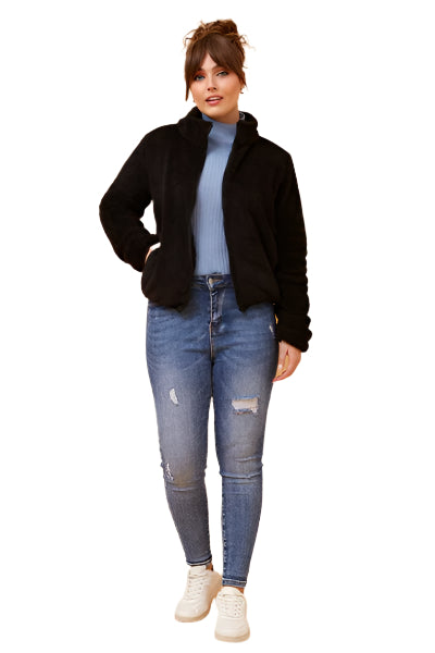 ZIP UP JACKET IN BLACK