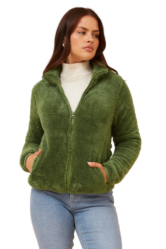 ZIP UP JACKET IN ARTICHOKE