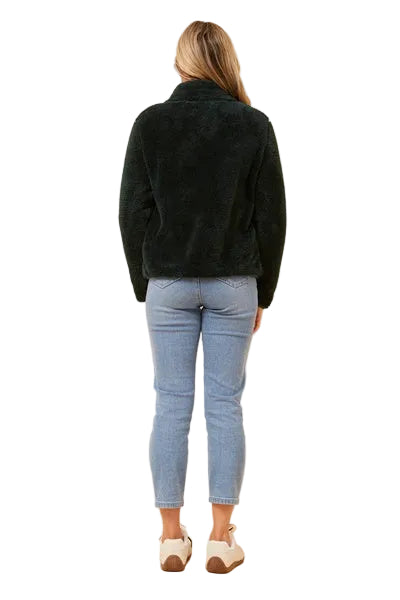 ZIP UP JACKET IN FOREST GREEN
