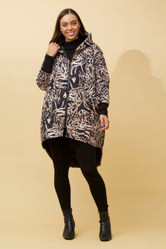 ANIMAL PRINT PUFFER COAT