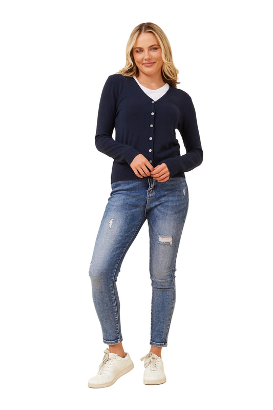 CLOE CARDI IN NAVY