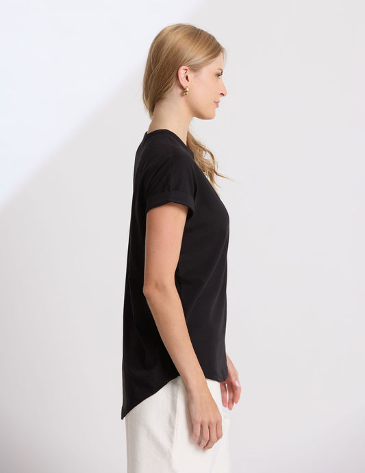 SOHO CUFF TEE IN BLACK