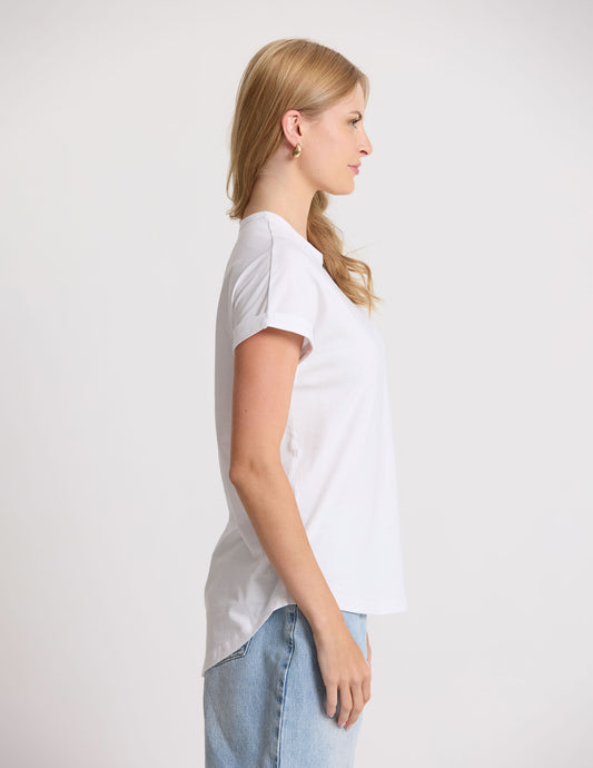 SOHO CUFF CREW TEE IN WHITE