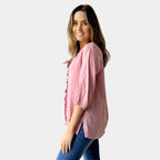 FRILL LINNEN TOP IN PINK