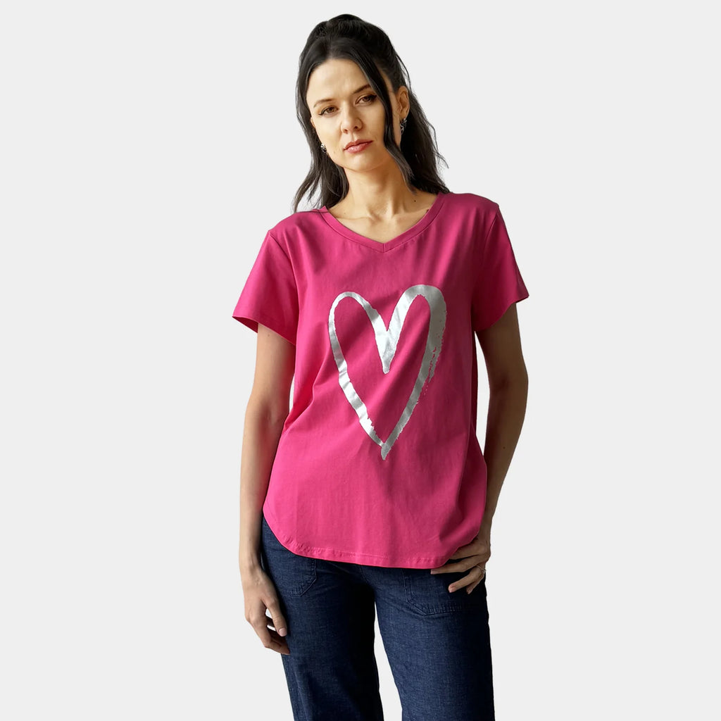 HEART FOIL HOT PINK TEE