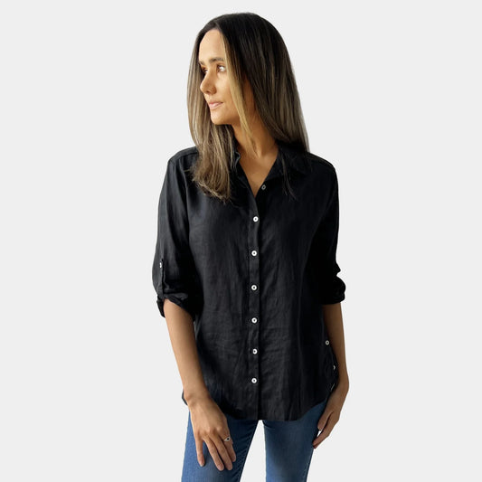 OLIVIA LINEN SHIRT BLACK
