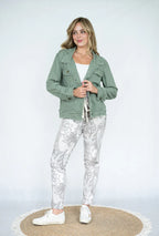 LINEN FRINGE JACKET IN KHAKI