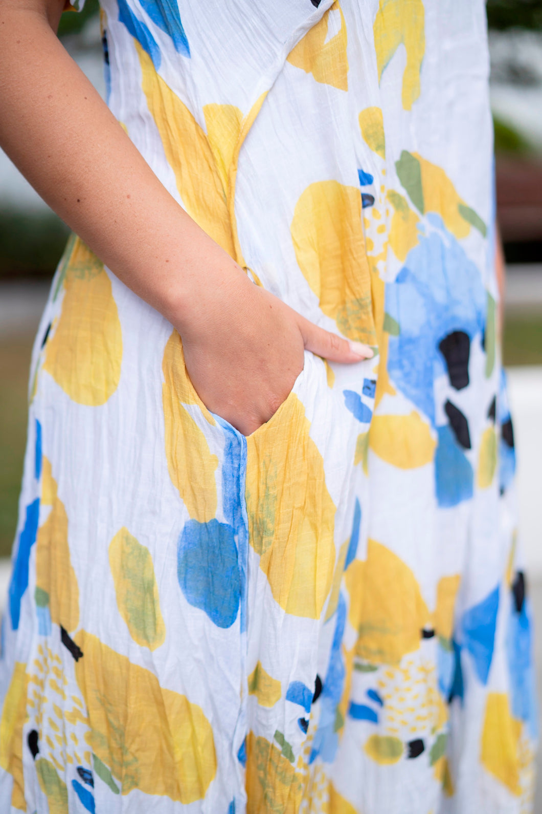 ANNIE ABSTRACT YELLOW DRESS