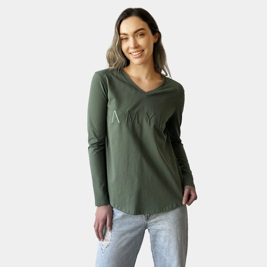 AMYIC KHAKI LONG SLEEVE TEE