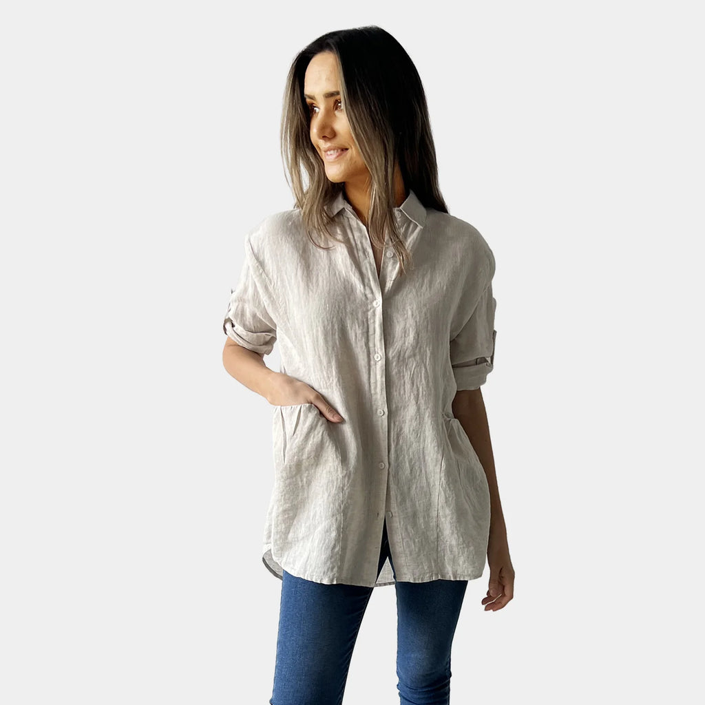 LOOSE LINEN SHIRT IN NATURAL