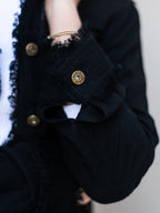 LINEN FRINGE JACKET BLACK