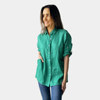 LOOSE LINEN SHIRT IN GREEN