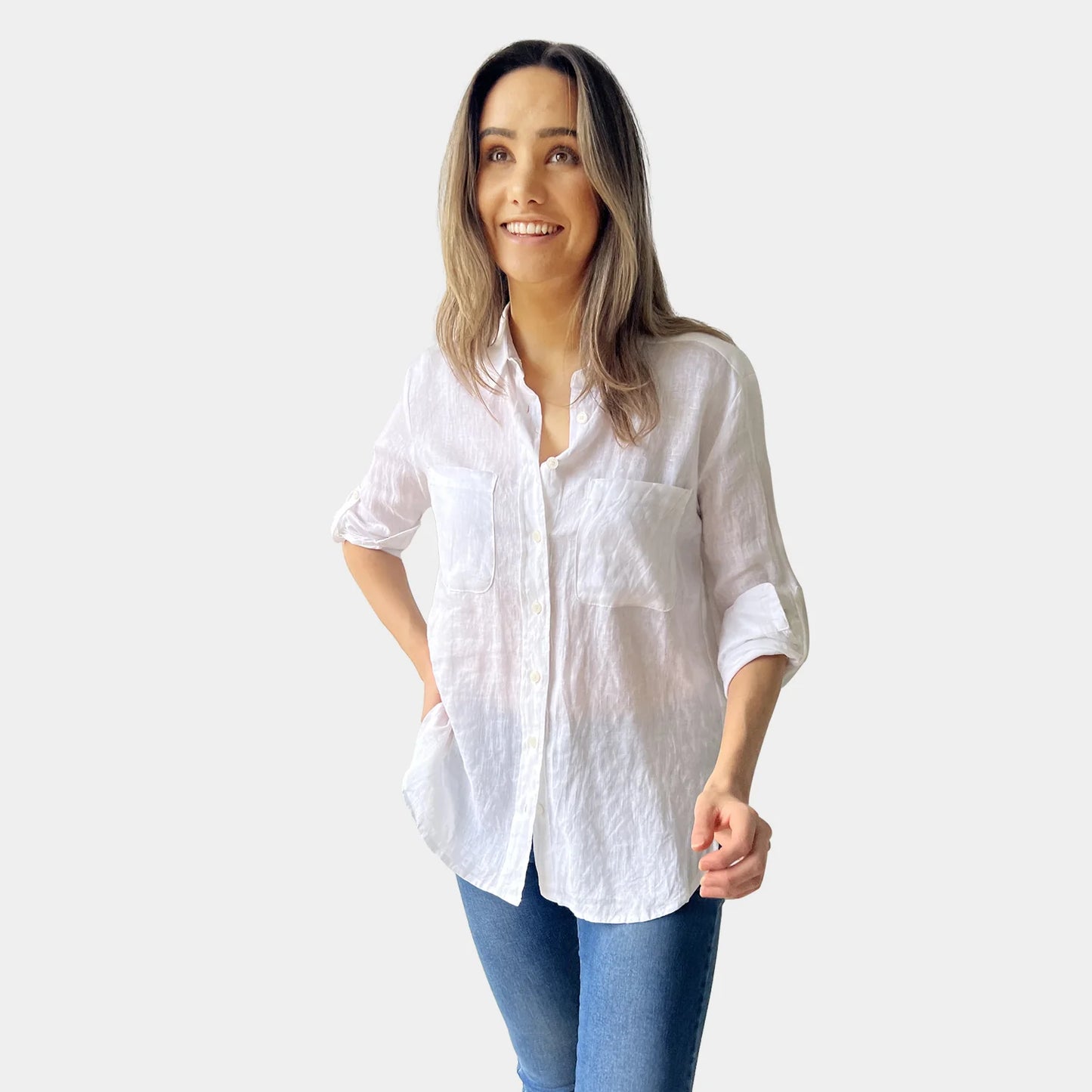 VIMMI WHITE LINEN SHIRT
