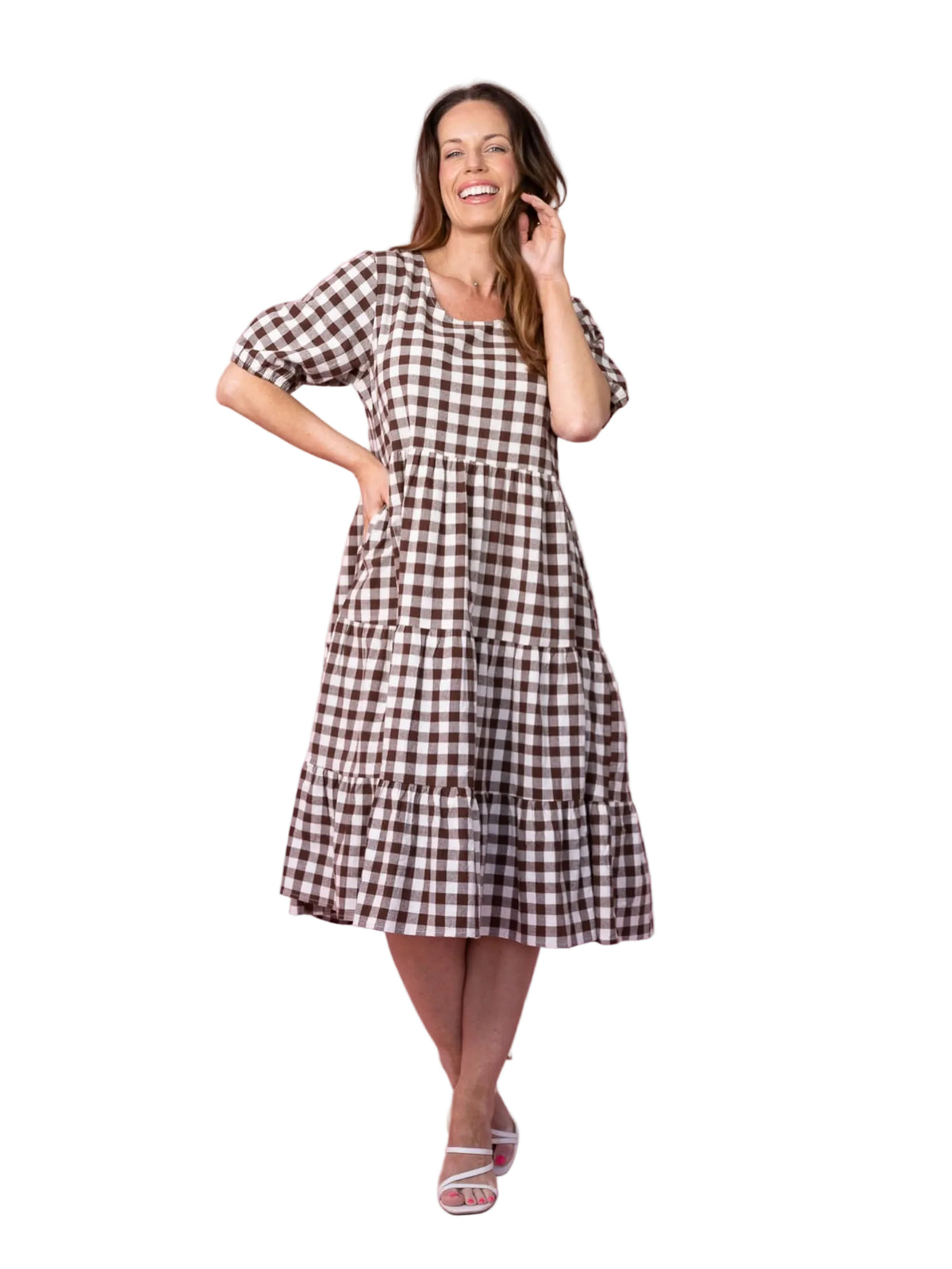 SASHA GINGHAM MIDI DRESS