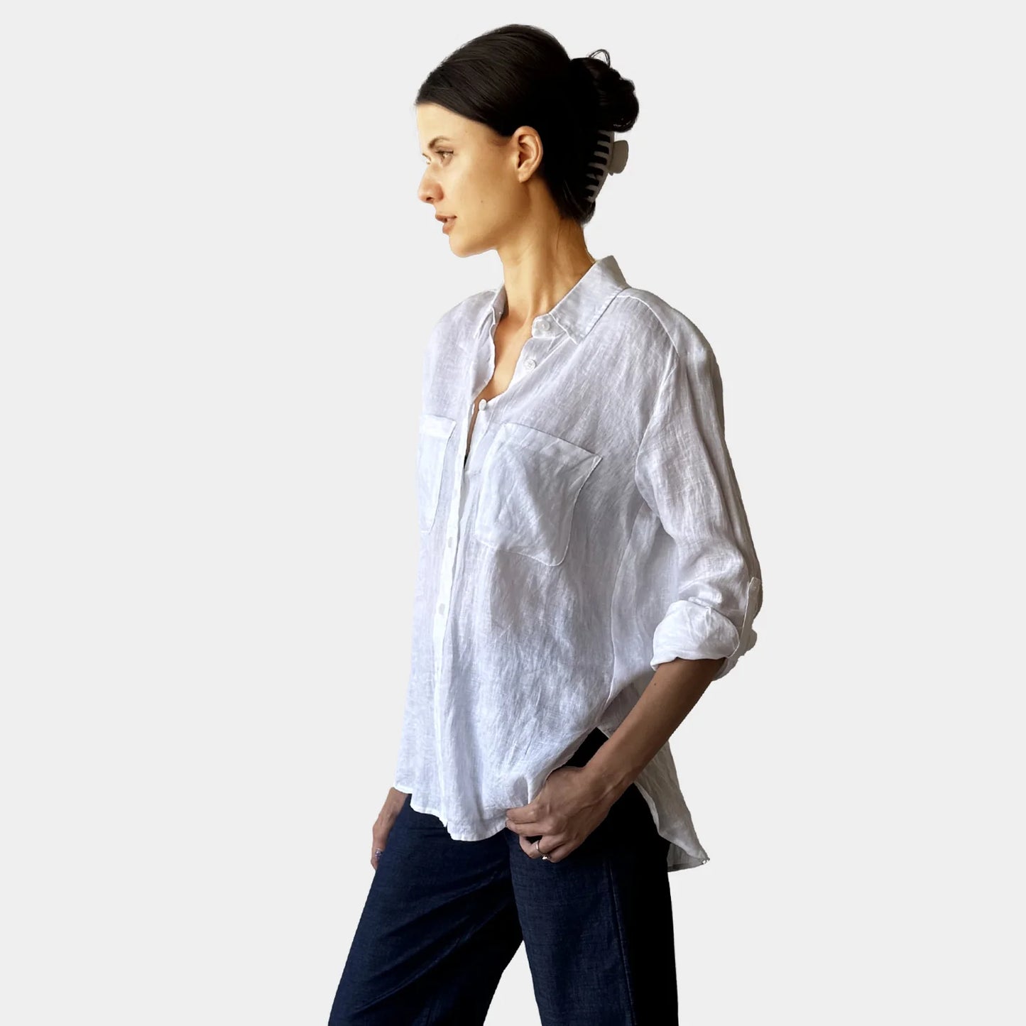 DEE LINEN SHIRT IN WHITE