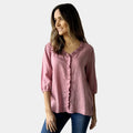 FRILL LINNEN TOP IN PINK