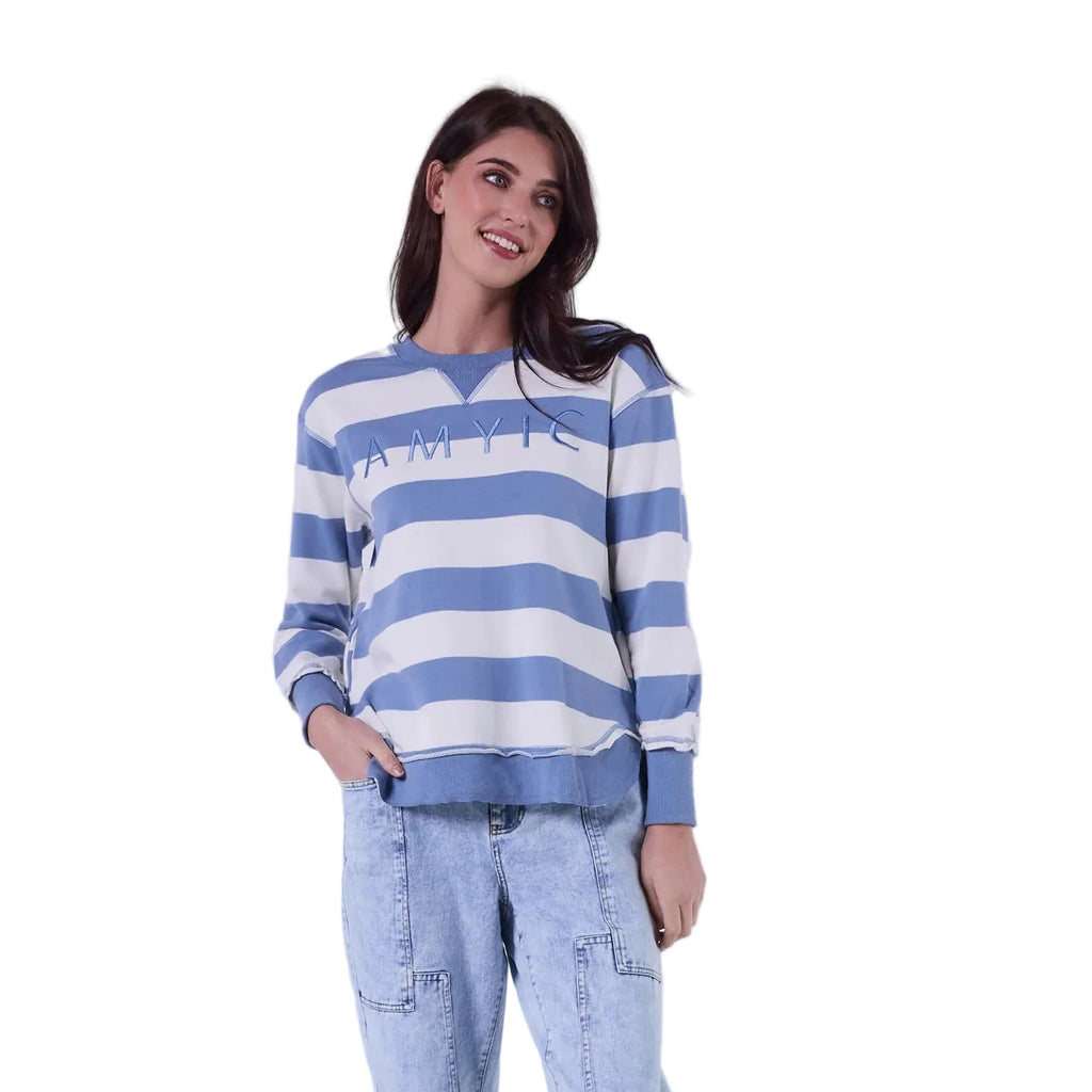 AMYIC SWEATER IN LIGHT BLUE STRIPE