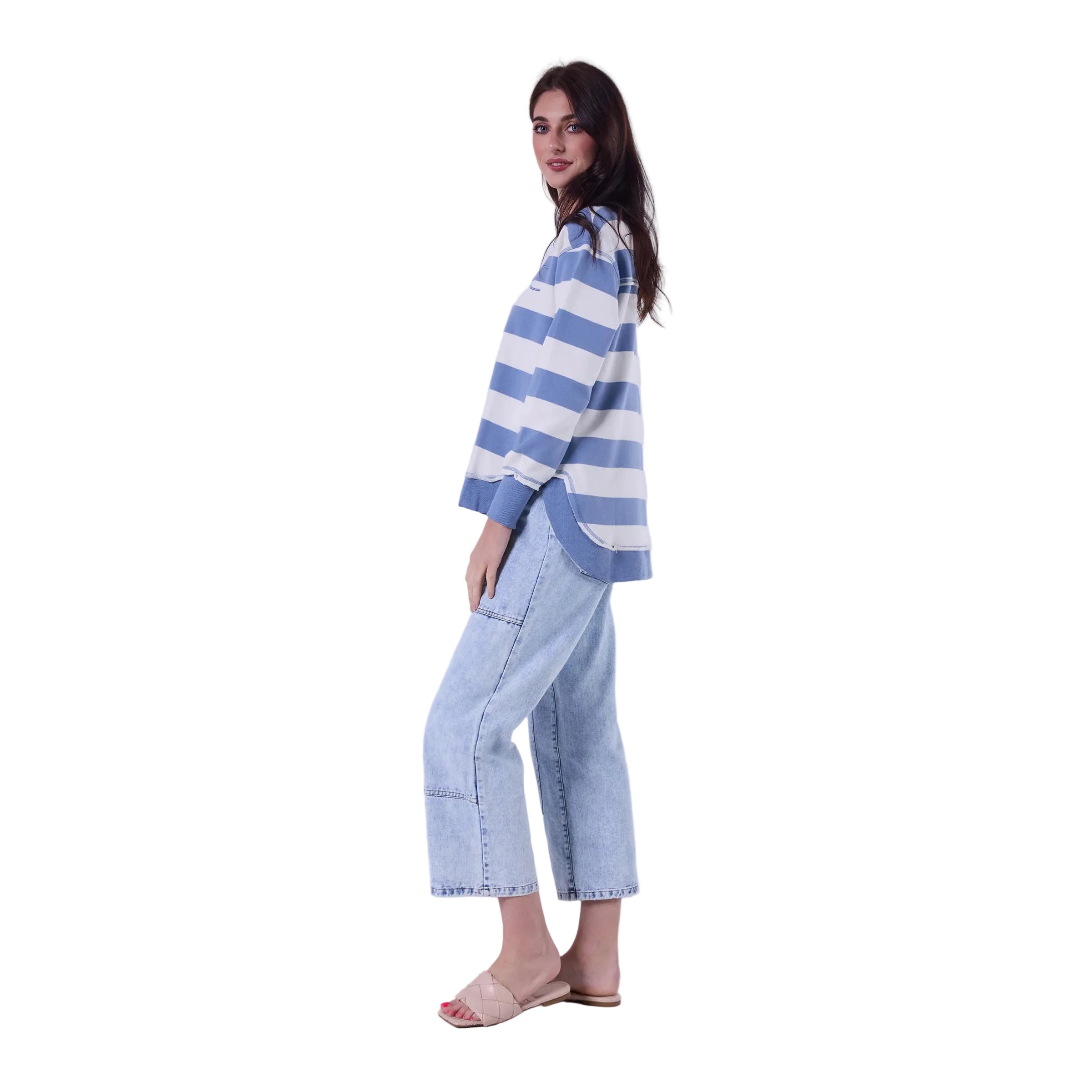 AMYIC SWEATER IN LIGHT BLUE STRIPE