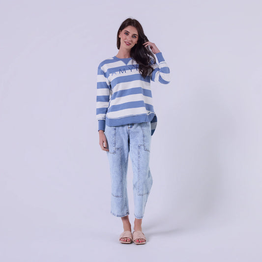 AMYIC SWEATER IN LIGHT BLUE STRIPE