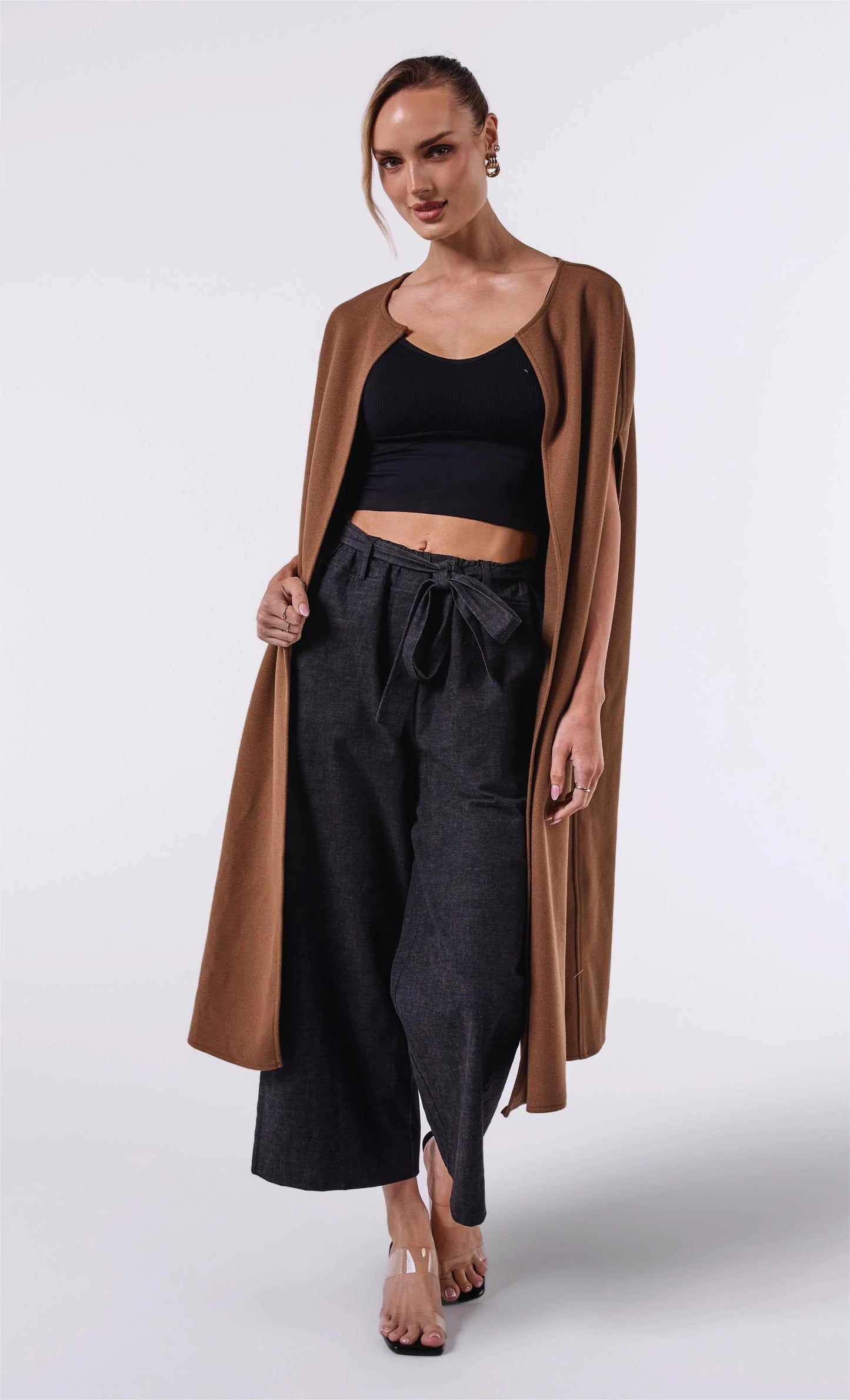 RICKY SLEEVELESS COAT IN BROWN