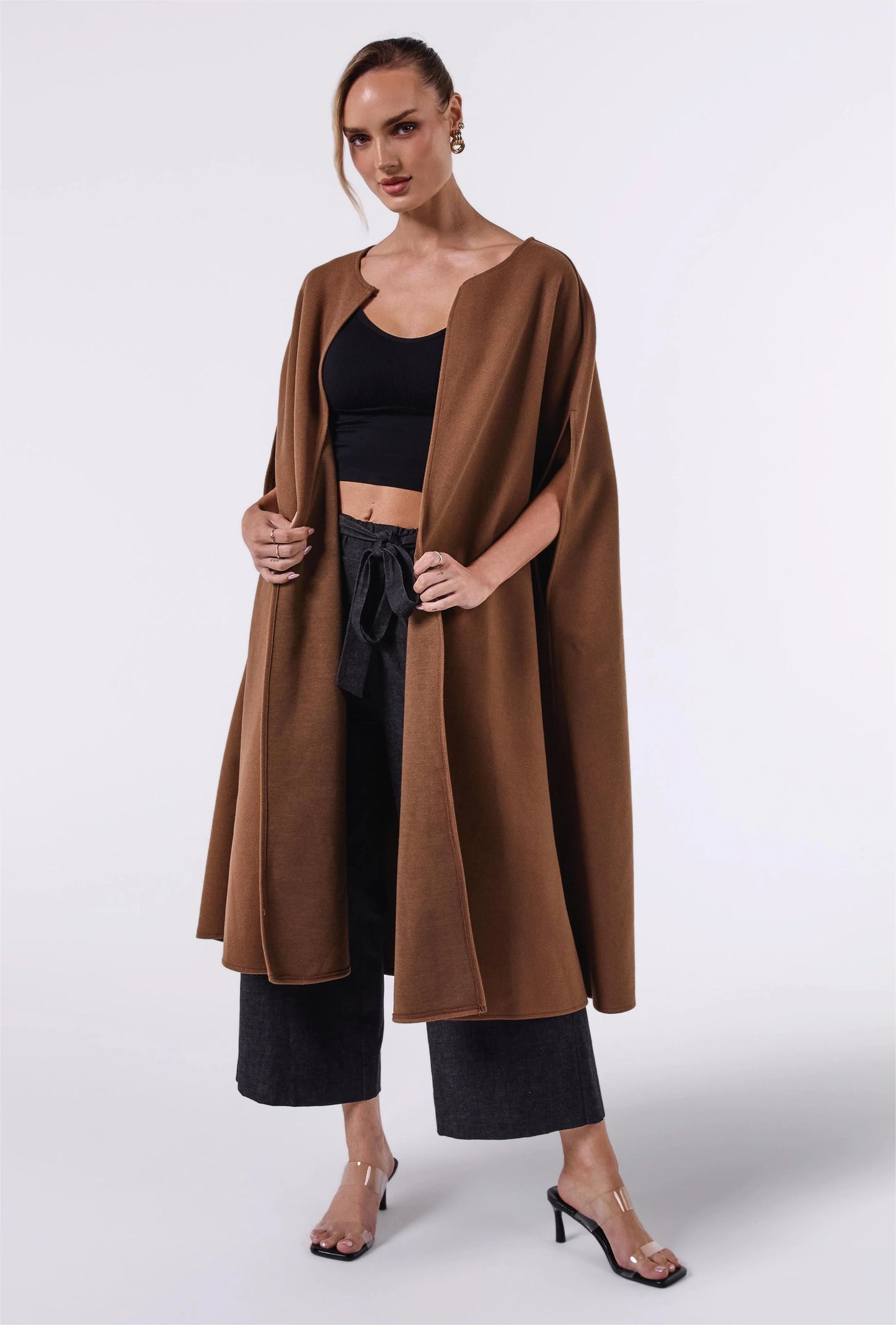 RICKY SLEEVELESS COAT IN BROWN