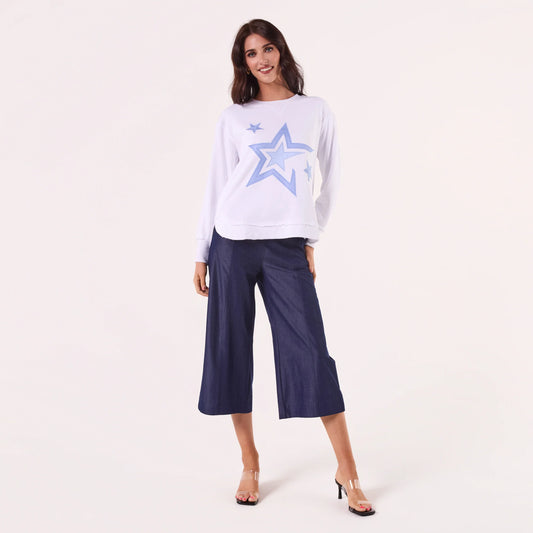 AMYIC PATCHWORK WHITE SWEATER