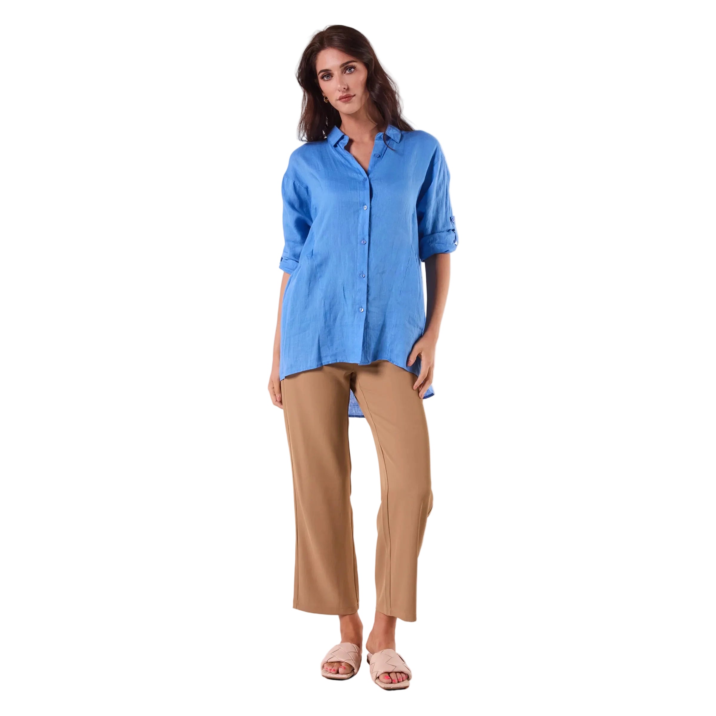 LOOSE LINEN SHIRT IN BLUE